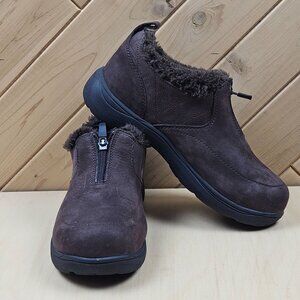 L.L. Bean Women's Brown Suede Fur-Lined Slip-On Shoes Size 7.5 Medium TEK2.5
